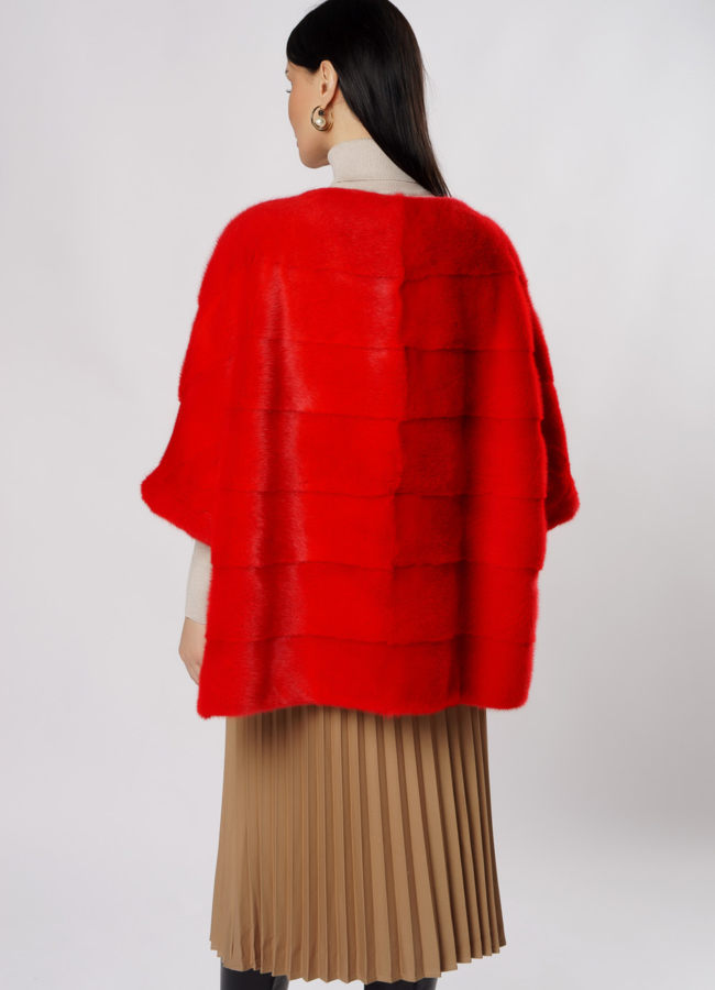 Куртка из норки красного цвета модель № S-857 в кредит