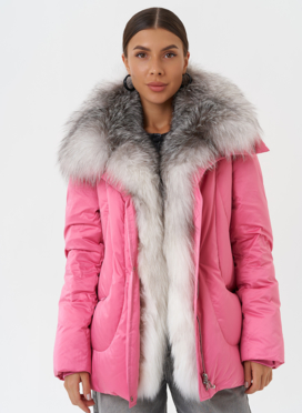 Пуховик с мехом чернобурки