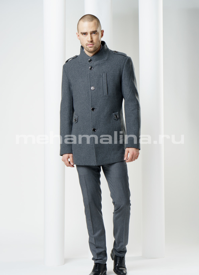 Пальто мужское, воротник стойка модель № PK-3 меха малина