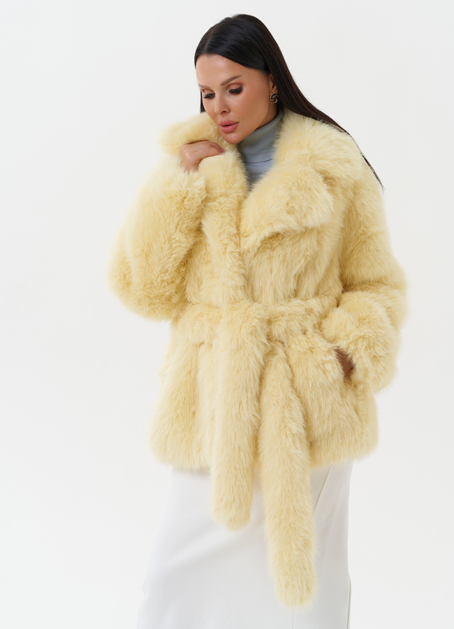 Шуба из экомеха под песца модель № 1345 универмаг малина