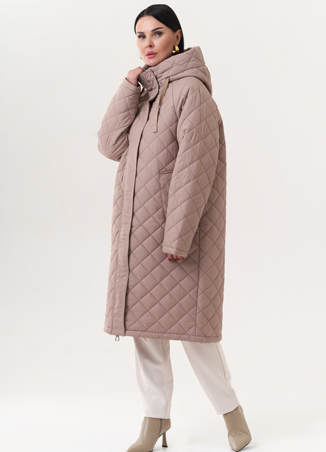 Стеганое пальто с капюшоном модель № 25620 в кредит