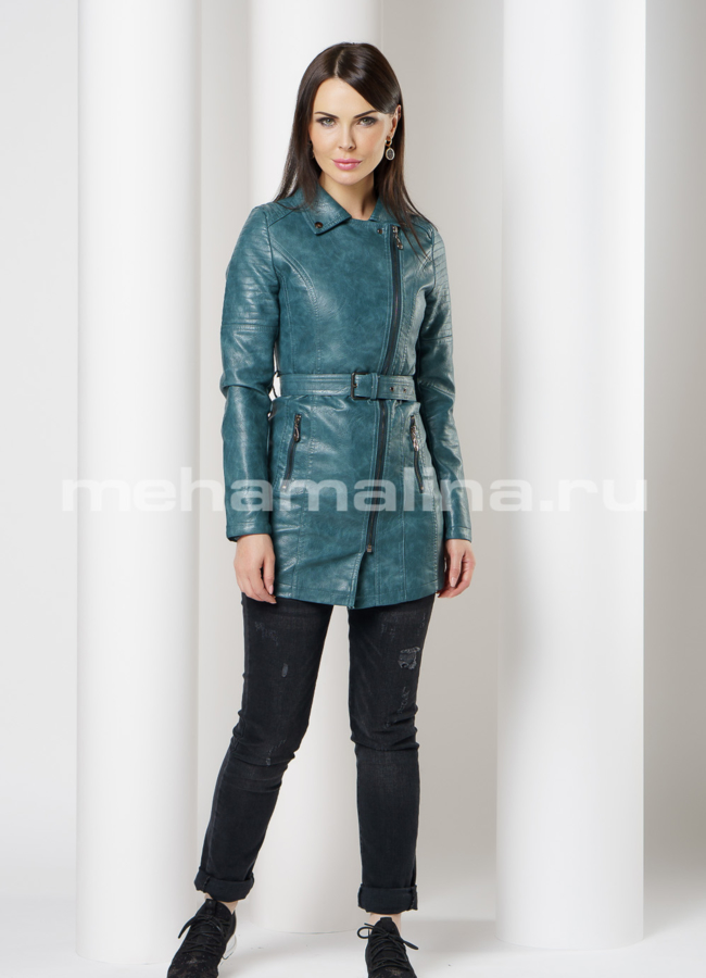 фото Куртка из эко кожи в цвете изумруд модель № 678