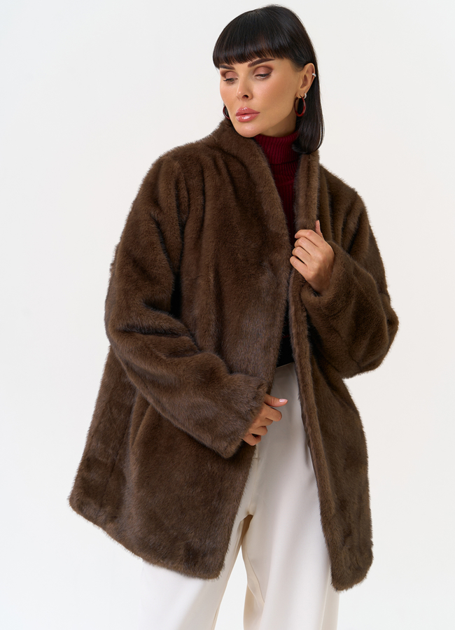 Женская шуба из эко меха с поясом модель № 31252 универмаг малина Женская шуба из эко меха с поясом модель № 31252 универмаг малина