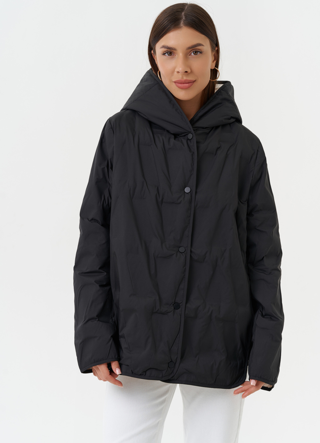 Женская куртка с капюшоном модель № 27875 меха малина