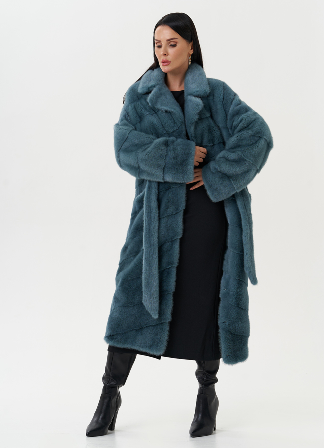 Шуба из норки с английским воротником модель № 26017 универмаг малина