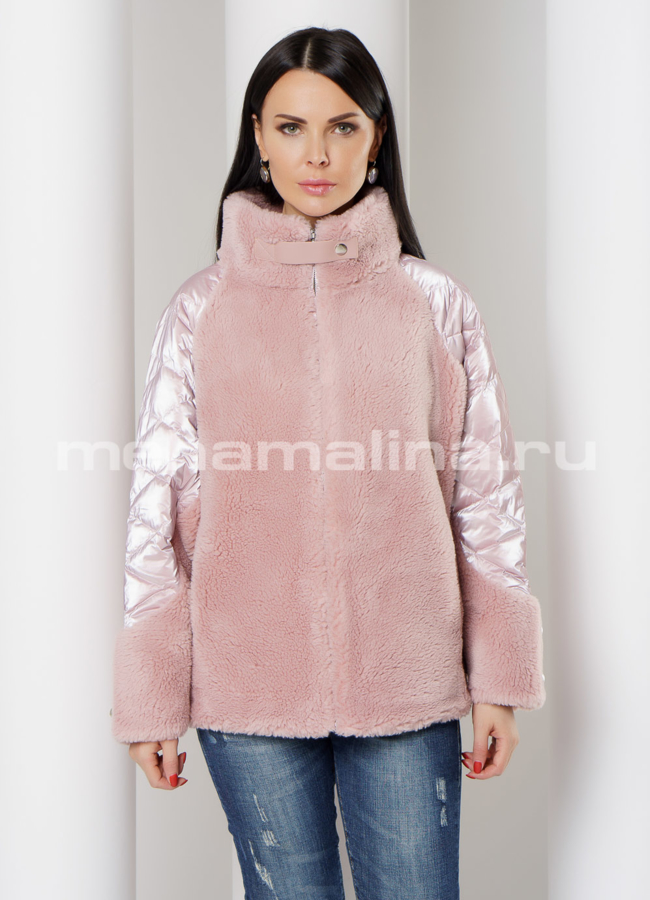 Укороченная шуба на молнии, воротник стойка модель № 1968 в кредит