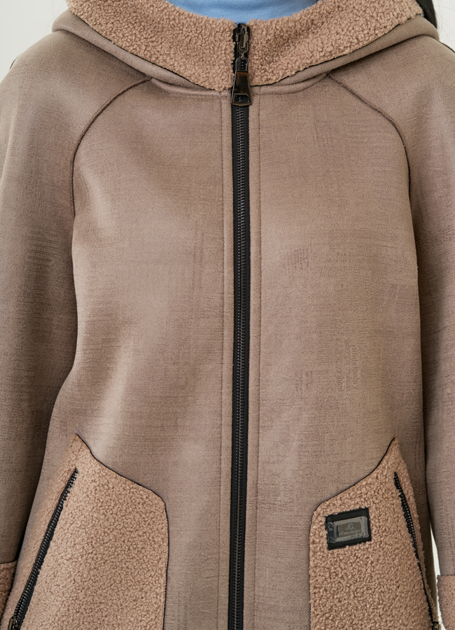 Женское двустороннее пальто из эко замши модель № 22311 универмаг малина