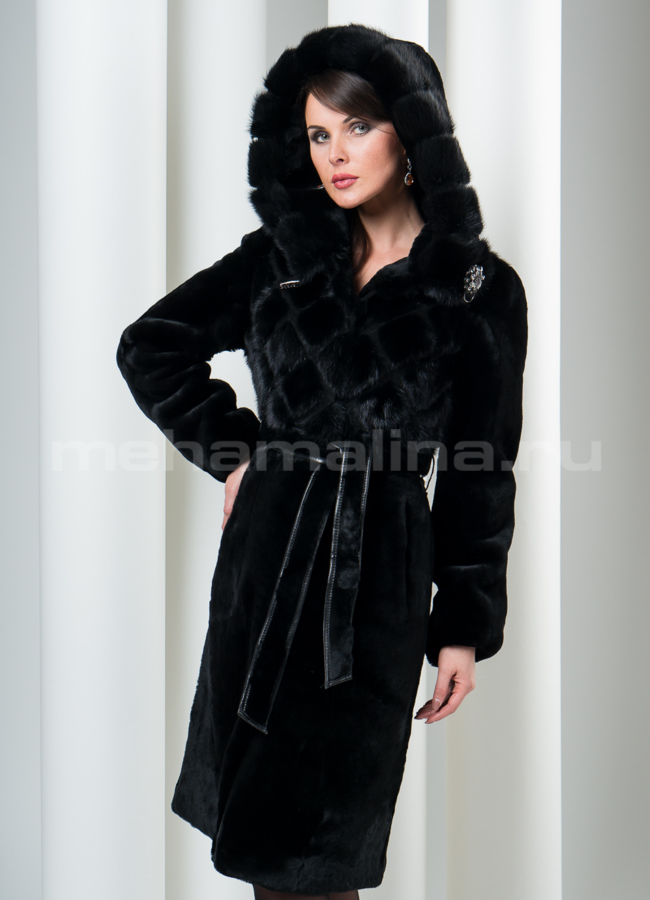 фото Шуба мутон с норкой модель № S-109
