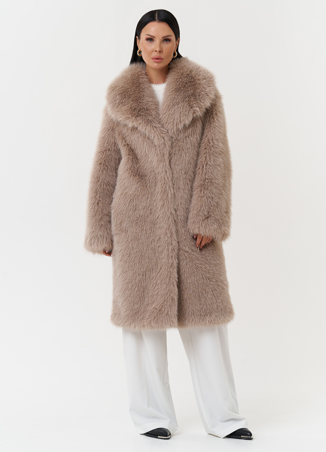 Шуба из эко меха под песца модель № 28687 меха малина