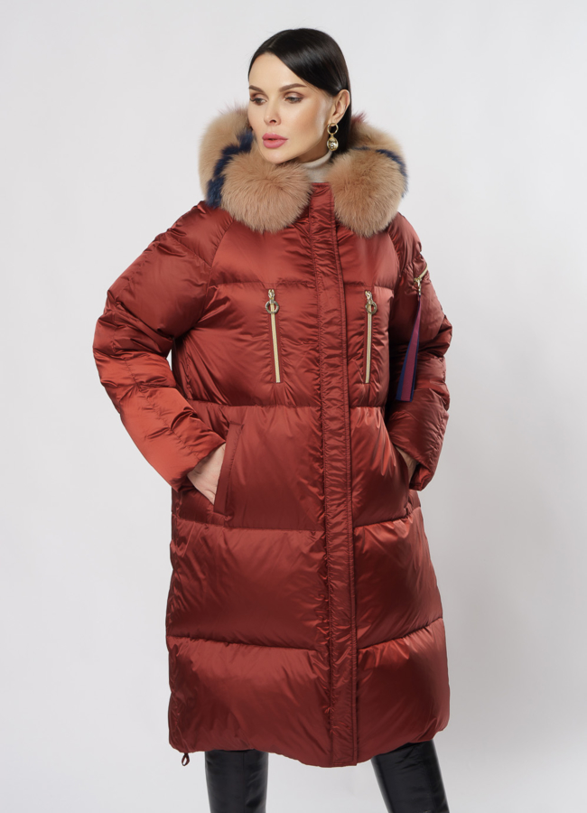 Пуховик Florence Mode красного цвета модель № 19СА-14 универмаг малина