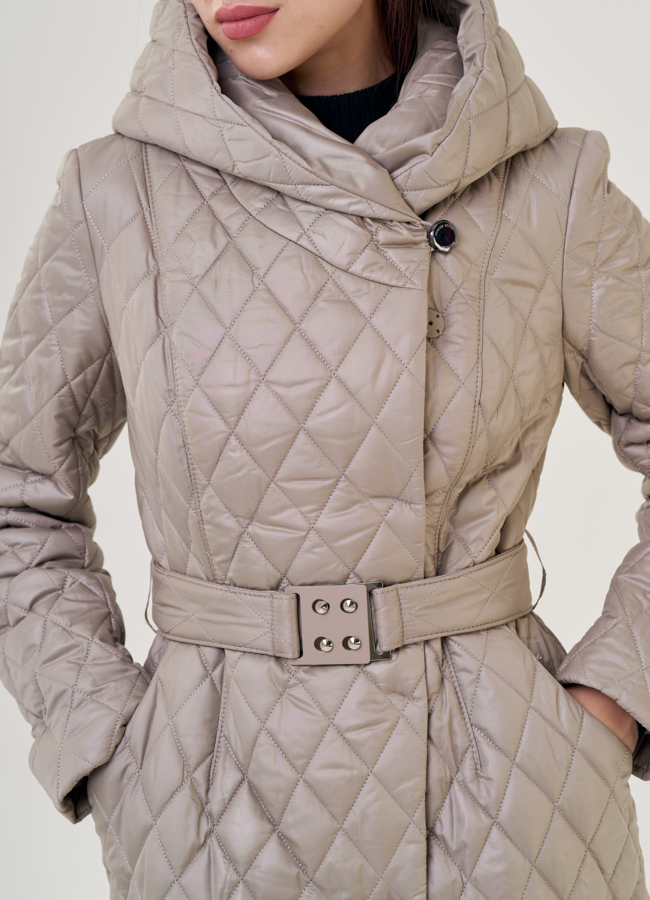 Женское утепленное полупальто с капюшоном  модель № 23282 универмаг малина