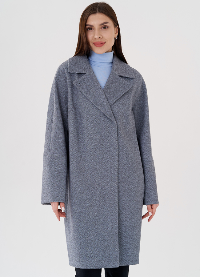 Женское пальто в рубчик модель № 23624 меха малина