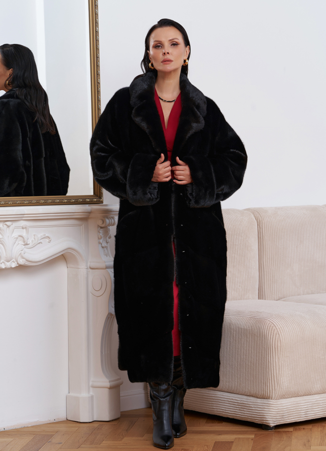 Женская длинная шуба из меха скандинавской норки модель № 27602 в рассрочку Женская длинная шуба из меха скандинавской норки модель № 27602 в рассрочку