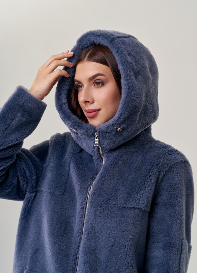 Женское пальто из шерсти с капюшоном модель № 19082 универмаг малина