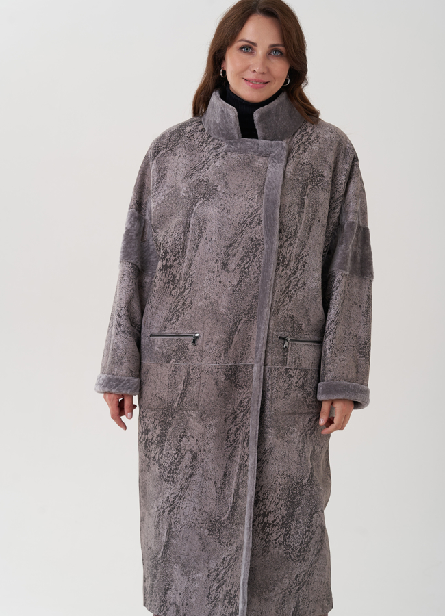 Женская дубленка с воротником стойка модель № 82473 универмаг малина