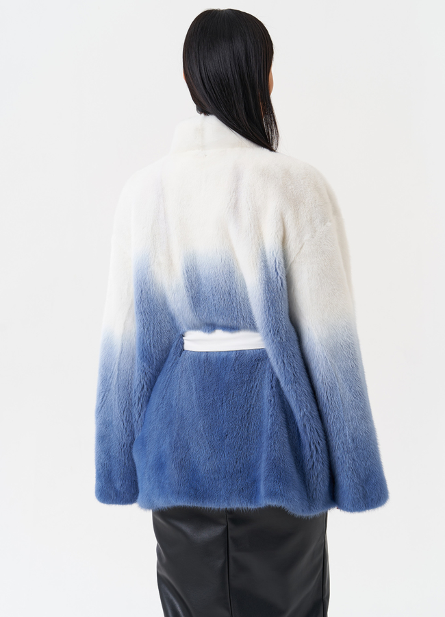 Женская шуба из меха норки с градиентом модель № 28092 универмаг малина