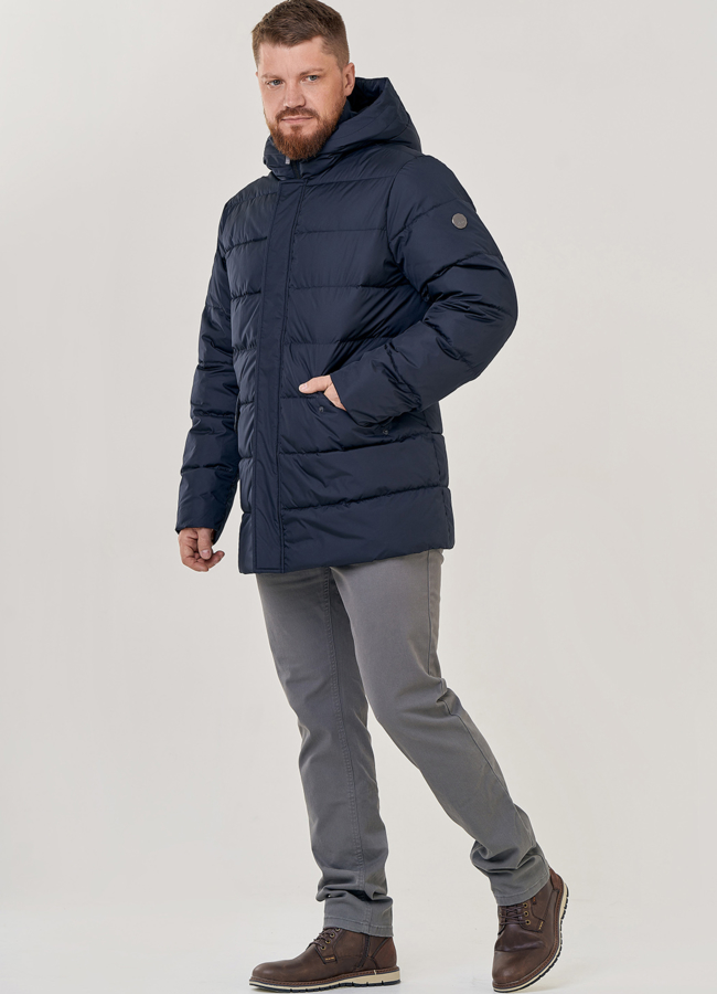 Мужской пуховик в темно-синем цвете модель № 23190 универмаг малина