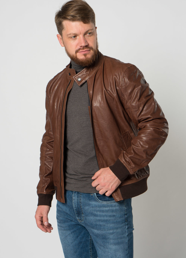 Мужской бомбер в коричневом цвете модель № 21588 универмаг малина