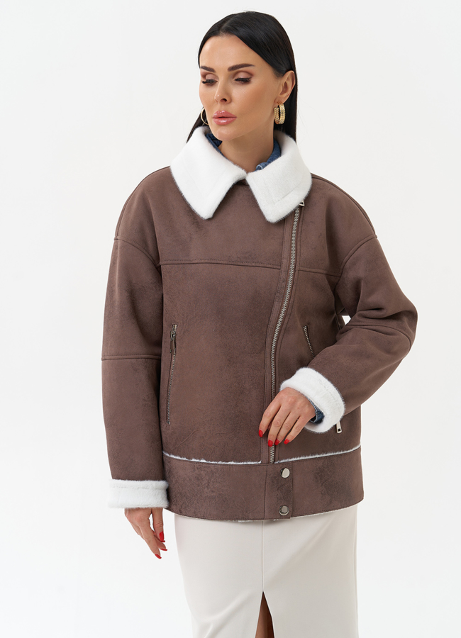 Женская дубленка из эко замши  модель № 29984 в рассрочку