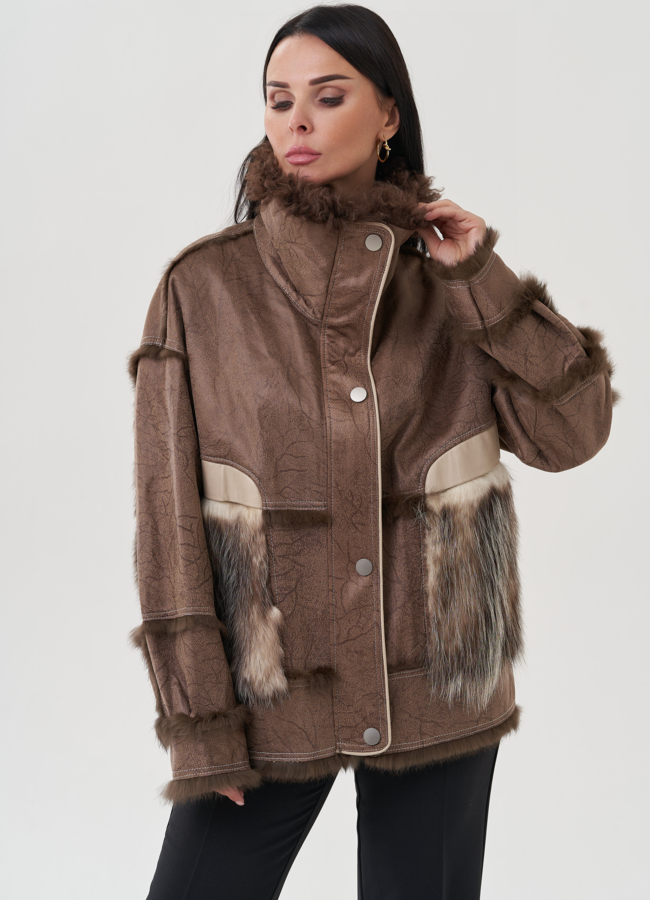 Женская куртка с отложным воротником шоколадного цвета модель № 25552 универмаг малина