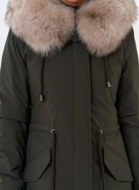 Женская парка с капюшоном из меха песца