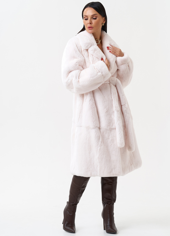 Шуба из меха кролика с английским воротником  модель № 28884 в рассрочку