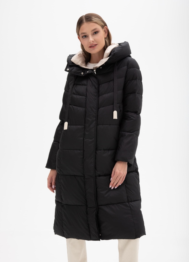 Пуховик женский с капюшоном  модель № 25794 меха малина