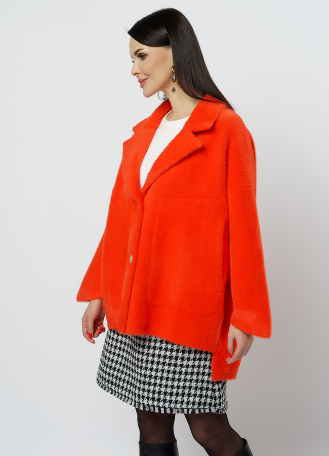 Кардиган с удлиненной спинкой оранжевого цвета модель № 18313 универмаг малина