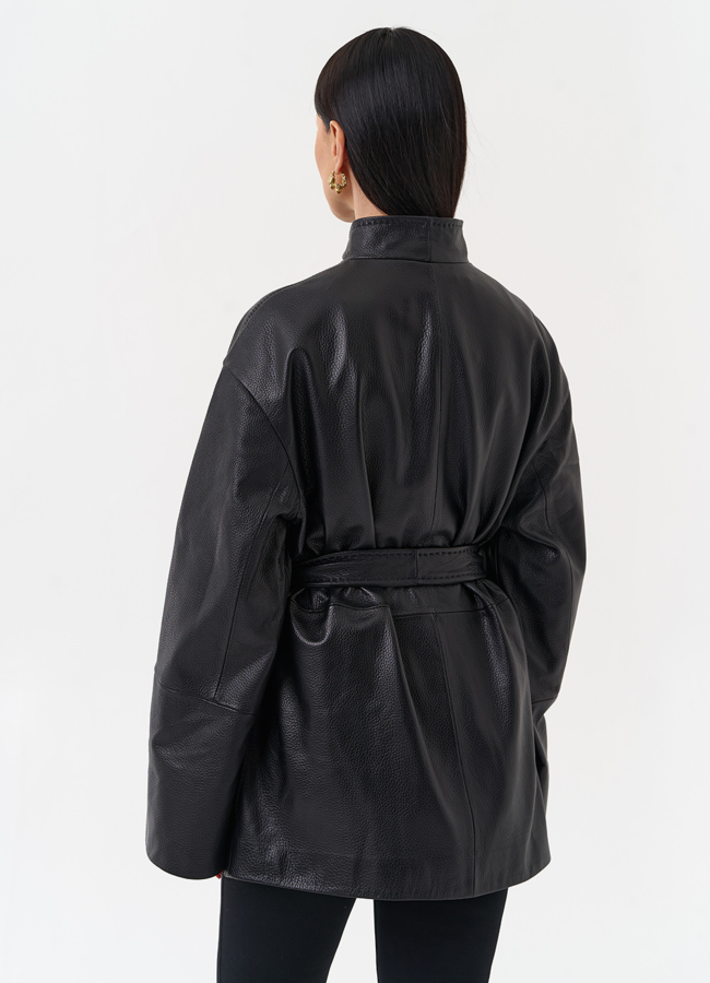 Жакет с поясом из натуральной кожи модель № 4582 в кредит