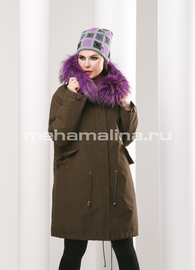 Парка модель № П-133 меха малина