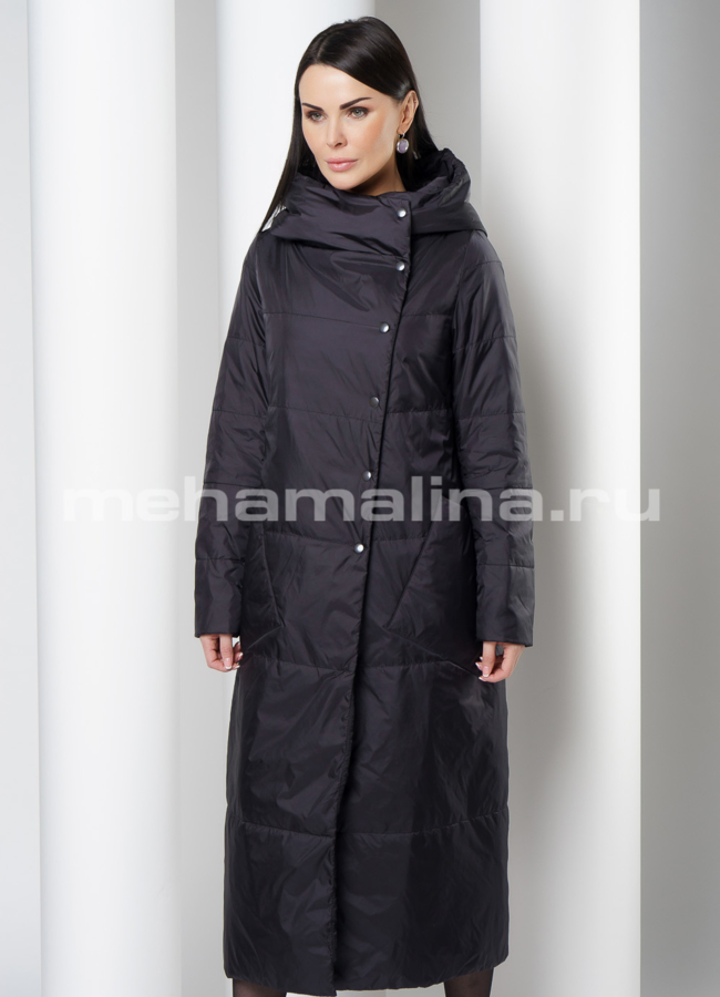 Утепленное пальто с капюшоном модель № 117 универмаг малина