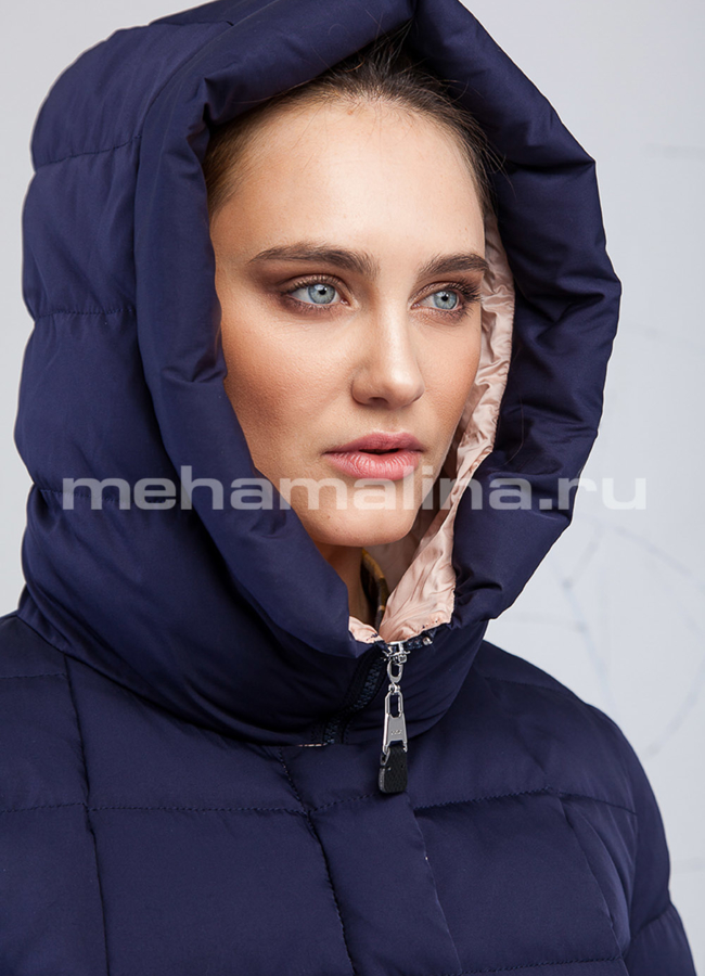Женский пуховик синего цвета модель № П-188 универмаг малина