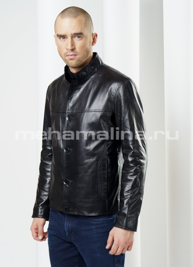 фото Мужская кожаная куртка, цвет черный модель № KP-87 фото Мужская кожаная куртка, цвет черный модель № KP-87