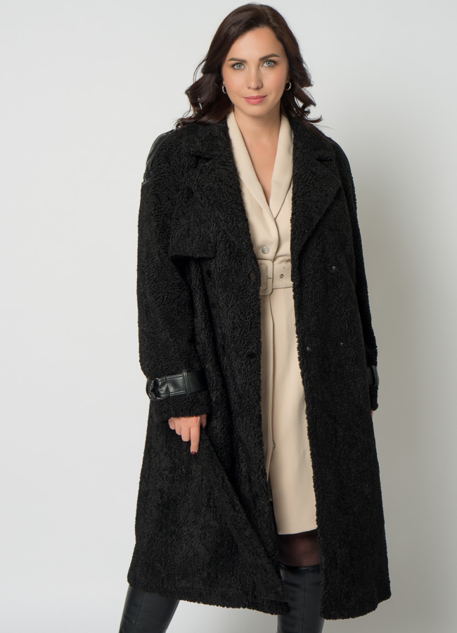 Утепленное пальто из искусственного меха модель № 21498 универмаг малина