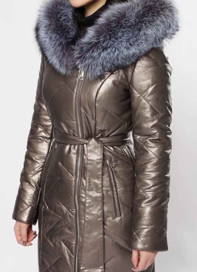 Пуховик женский на молнии с капюшоном модель № 19344 универмаг малина