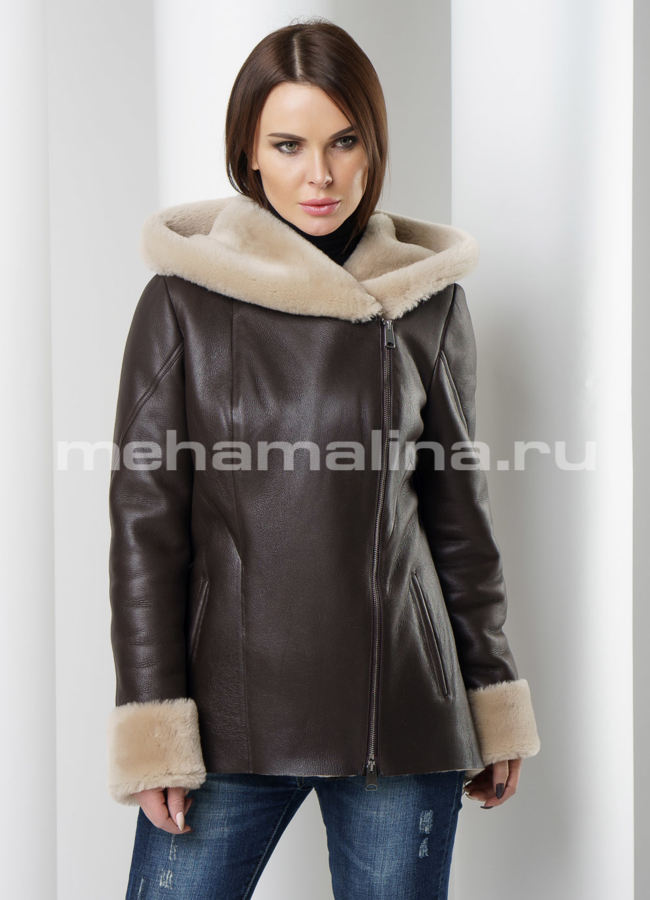 Дубленка OKSA модель № 2528 меха малина