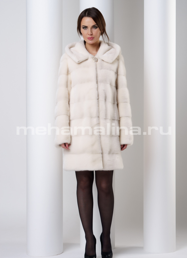 Белая норковая шуба модель № S-553 универмаг малина