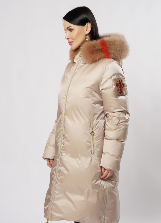Светлый пуховик Florence Mode с капюшоном модель № 19СА-15 в кредит