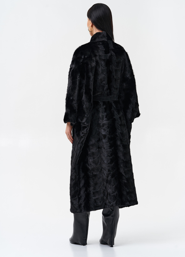 фото Длинная шуба из норки модель № 29064