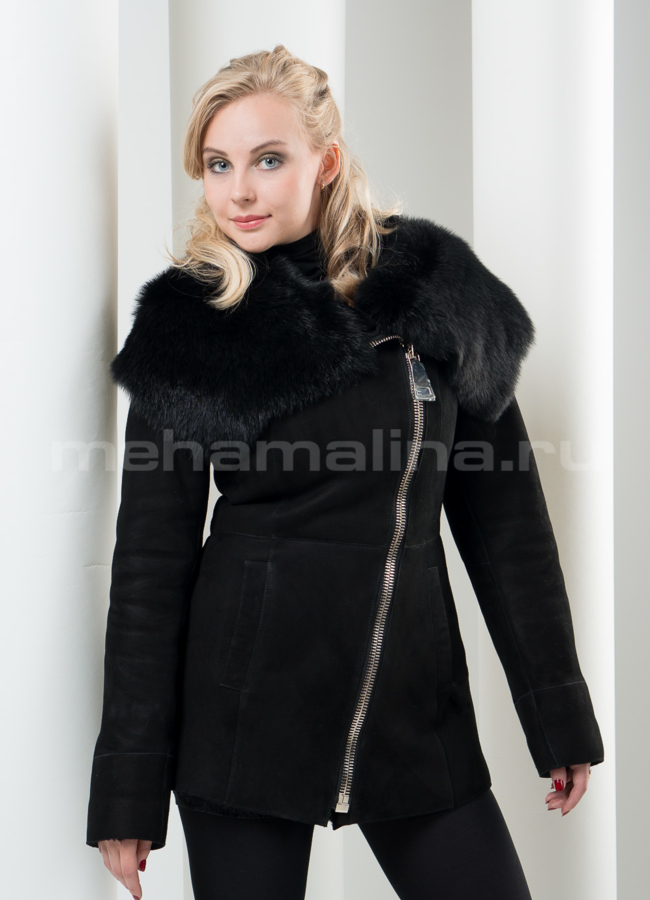 Дубленка с капюшоном укороченная модель № D-76 в рассрочку Дубленка с капюшоном укороченная модель № D-76 в рассрочку