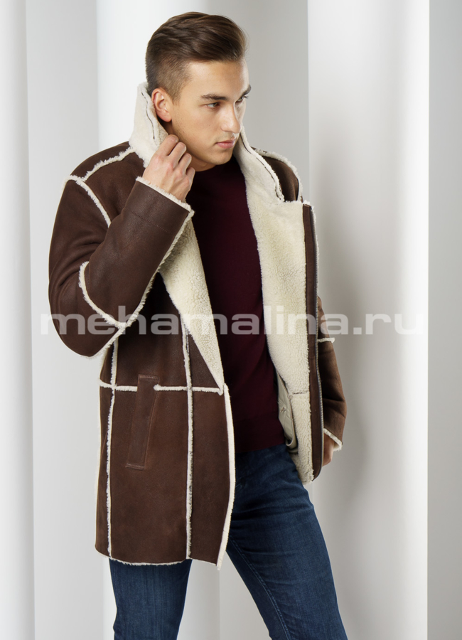 Мужская дубленка премиального качества модель № DM-116 универмаг малина