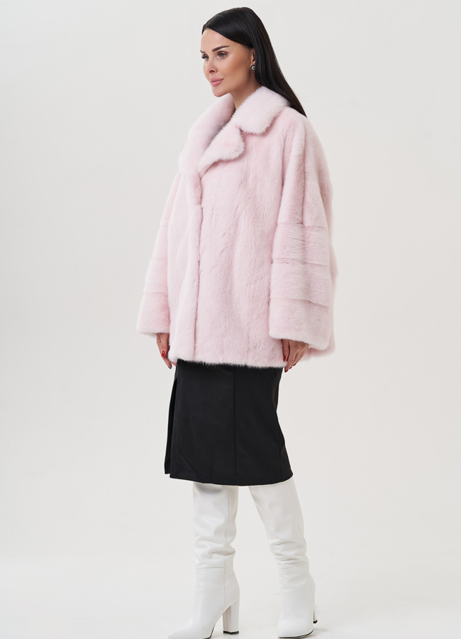 Женская норковая шуба с английским воротником  модель № 25276 универмаг малина