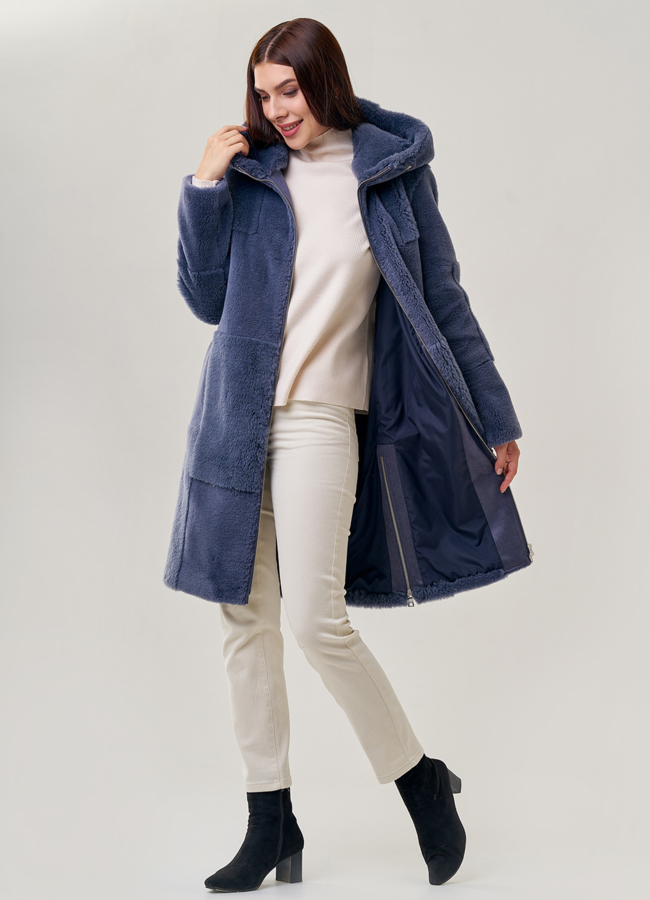 Женское пальто из шерсти с капюшоном модель № 19082 универмаг малина