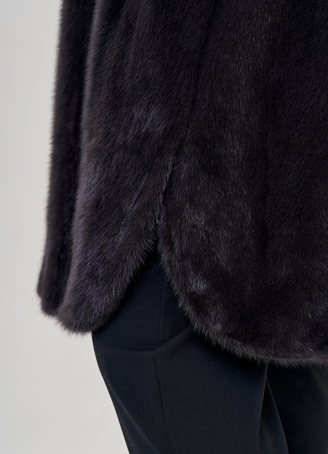 Женская норковая шуба с капюшоном  модель № 23155 универмаг малина