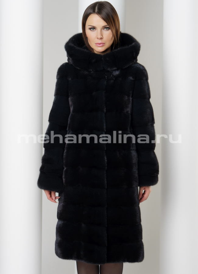 Шуба из скандинавской норки модель № S-572 меха малина