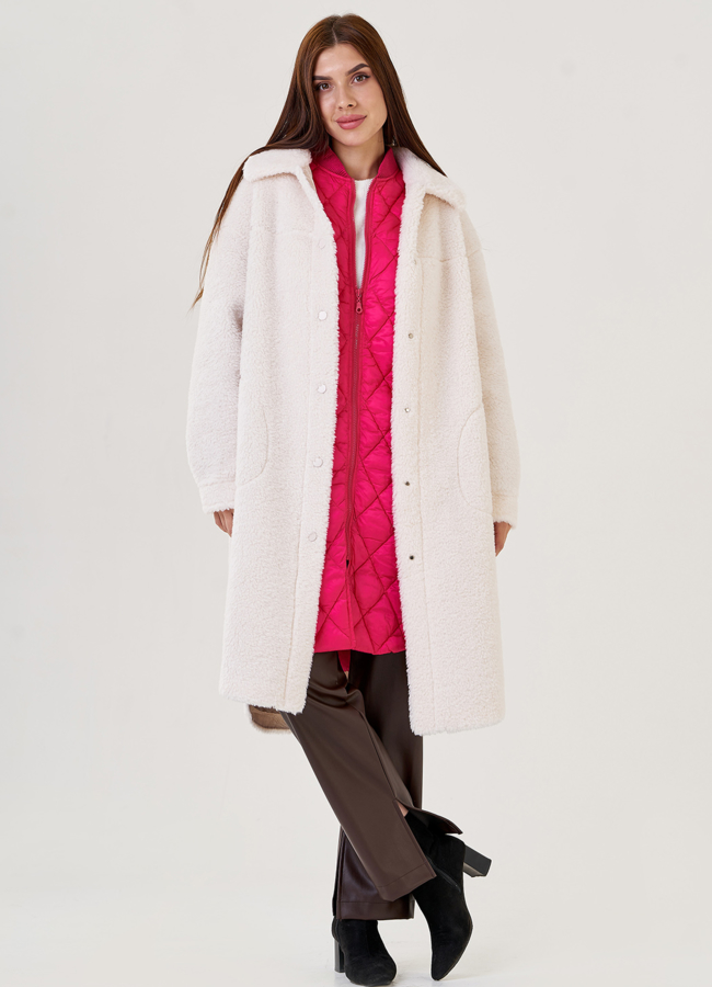 фото Пальто 2 в 1 из искусственного меха модель № 79220