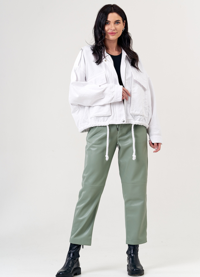 фото Куртка джинсовая белого цвета модель № 21180