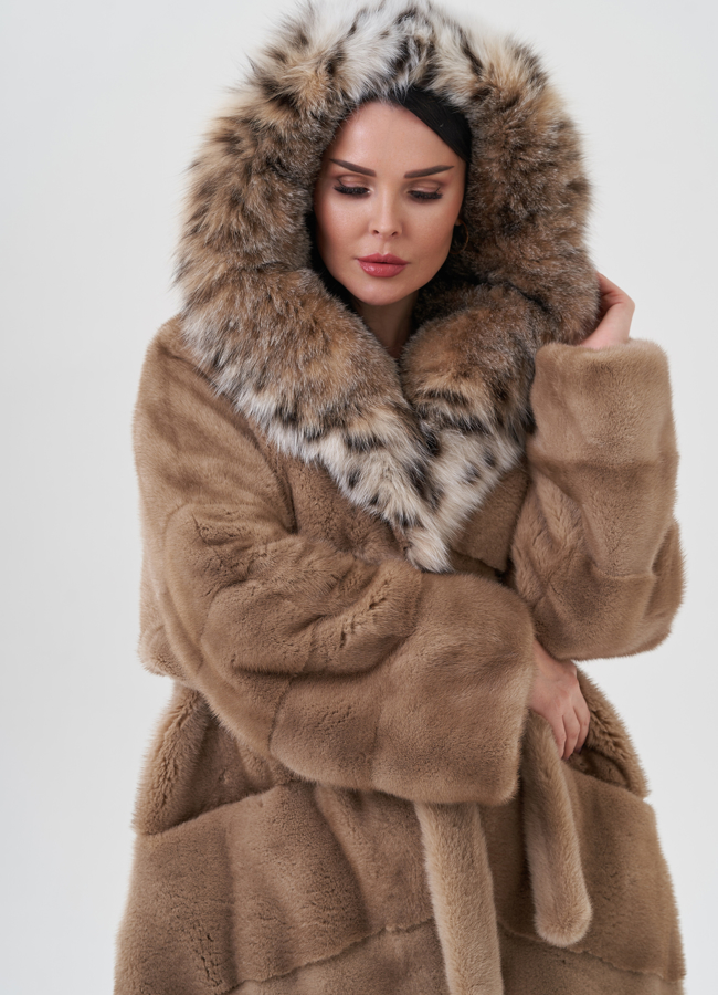 Норковая шуба с рысью модель № 24676 универмаг малина