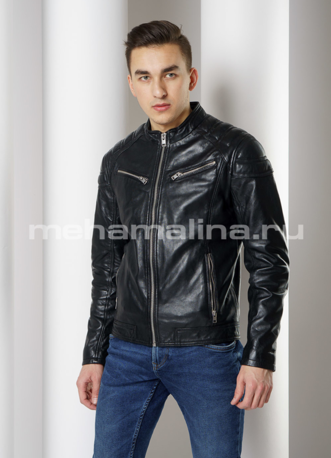 фото Мото куртка из натуральной кожи  модель № Boxter