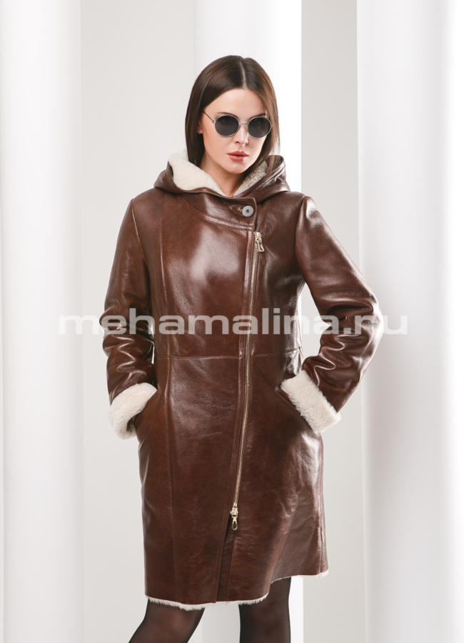 Дубленка Perre модель № 7705 меха малина